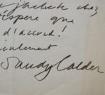 Lettre illustrée de Calder à propos d'une dette pour dix gouaches