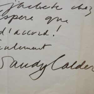 Lettre illustrée de Calder à propos d'une dette pour dix gouaches
