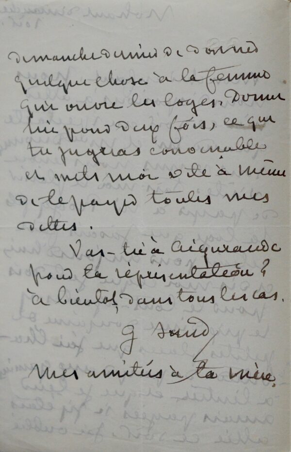 George Sand offre des places aux "gamins" et rémunère l'ouvreuse.