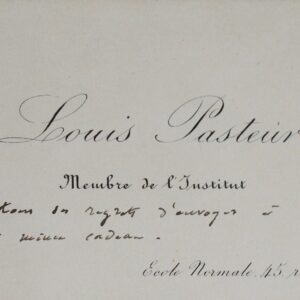 Carte de visite autographe de Louis Pasteur, à l'adresse de la rue d'Ulm
