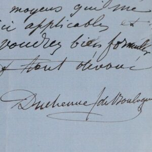 Rare lettre scientifique du fondateur de la neurologie Duchenne de Boulogne