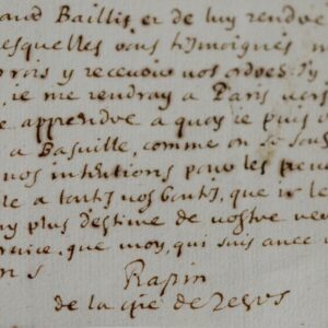 Rare lettre de 1665 du poète et historien René Rapin (Renatus Rapinus)