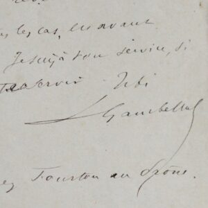 Jolie lettre politique de Léon Gambetta "à cœur vaillant, rien d’impossible"