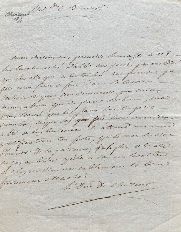 Le duc de Choiseul, reconnaissant de la promotion de son frère comme archevêque d'Albi