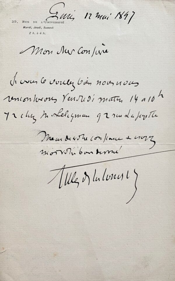 Gilles de La Tourette donne rendez-vous à un confrère