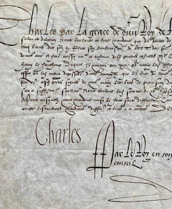 Ordre de paiement de Charles IX pour la sénéchaussée de Dinan