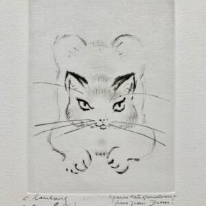Lettre d'André Hambourg illustrée d'une eau-forte originale d'un chat