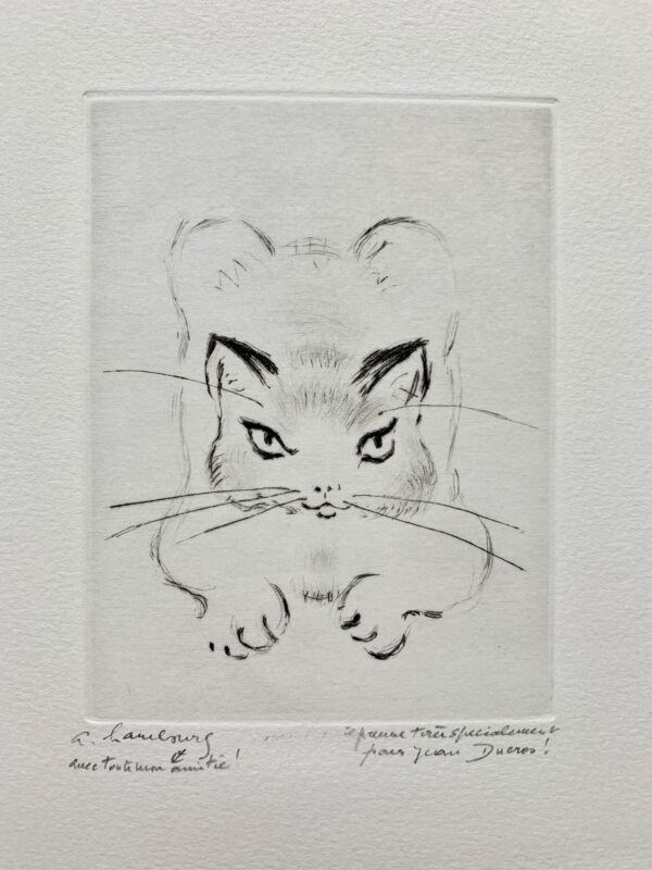 Lettre d'André Hambourg illustrée d'une eau-forte originale d'un chat