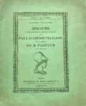 Dédicace de Pasteur sur son discours de réception à l'Académie française