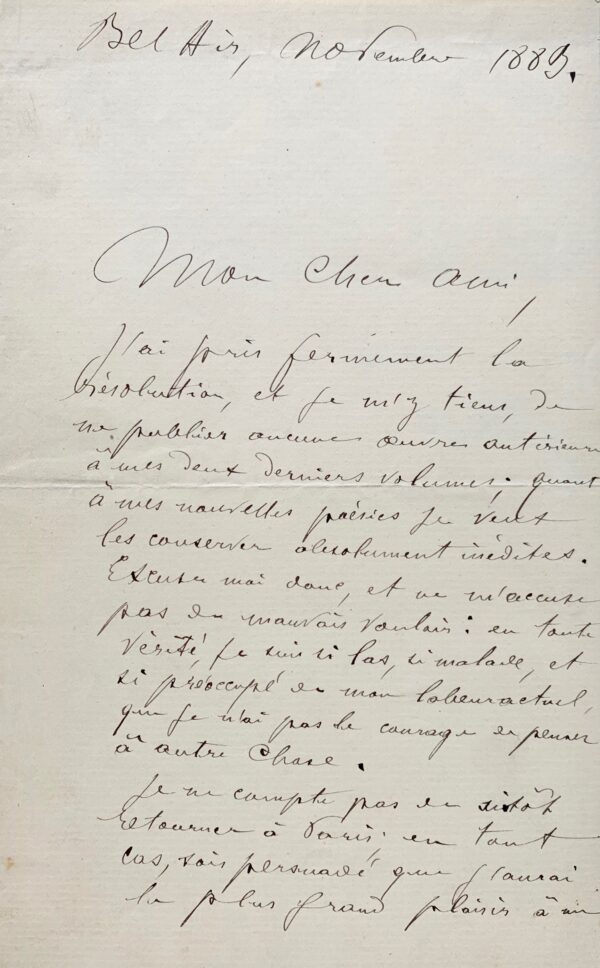 Maurice Rollinat résolu à garder ses poèmes inédits