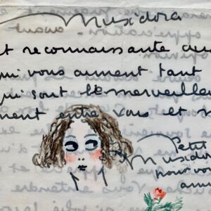 Jolie lettre de Musidora illustrée d'un autoportrait