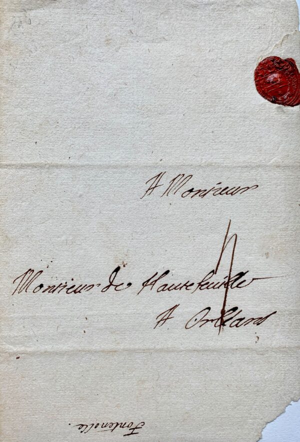 Rare lettre de Fontenelle à l'abbé Jean Hautefeuille