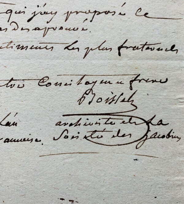 François Boissel, du Club des Jacobins, propose de changer l'inscription de l'Arsenal