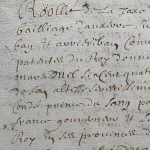 Manuscrit de 1696 du rôle de la taxe des fiefs du comté et bailliage d’Auxerre