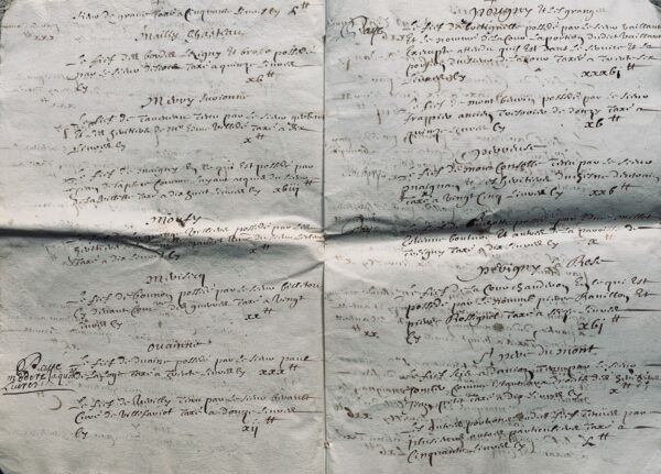 Manuscrit de 1696 du rôle de la taxe des fiefs du comté et bailliage d’Auxerre