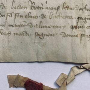 Charte de la guerre de cent-ans évoquant l'abbaye de Saint-Maixent (Deux-Sèvres)