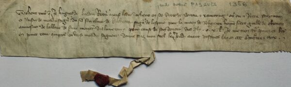 Charte de la guerre de cent-ans évoquant l'abbaye de Saint-Maixent (Deux-Sèvres)