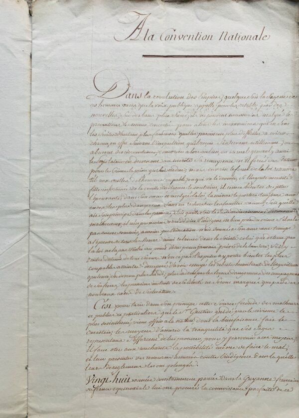 Rare manuscrit XVIIIe d'un projet de colonie en Guyane