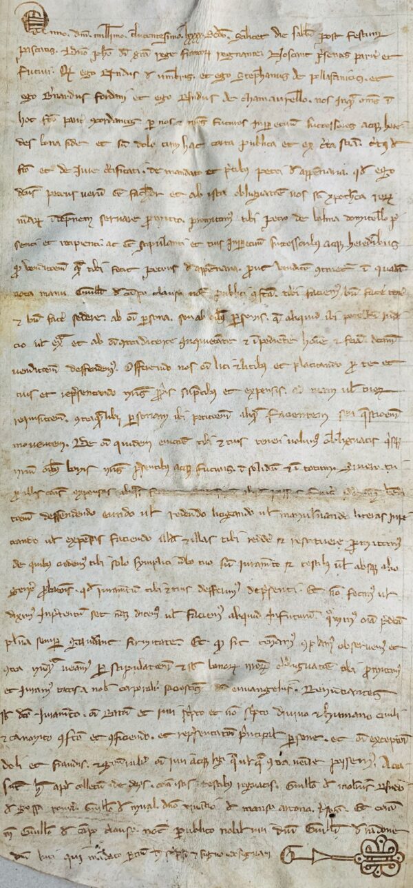 Rare charte de 1292 sous Philippe le Bel concernant une propriété dans les Cévennes