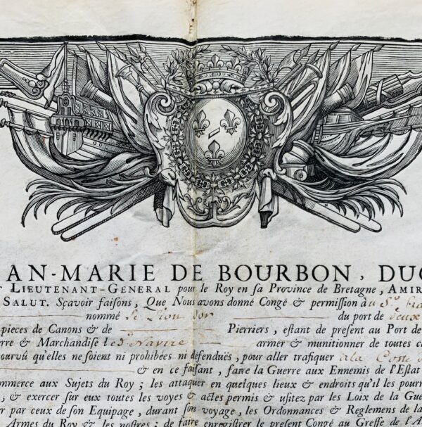Autorisation d'armement d'un navire pour "trafiquer" à Saint-Domingue, en 1741