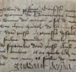 Parchemin signé par le capitaine et châtelain de Pézenas en 1464