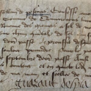 Parchemin signé par le capitaine et châtelain de Pézenas en 1464