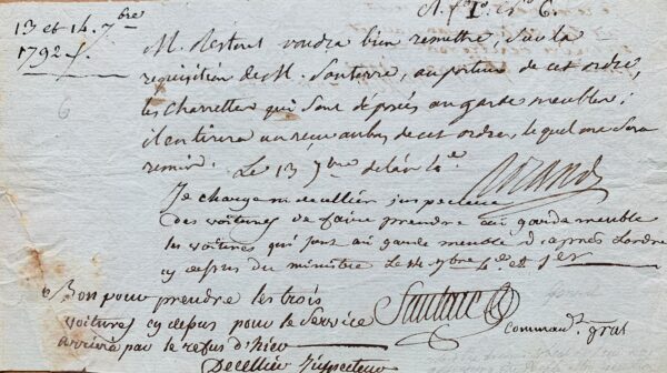 Santerre et Roland font réquisitionner des charrettes du garde-meuble