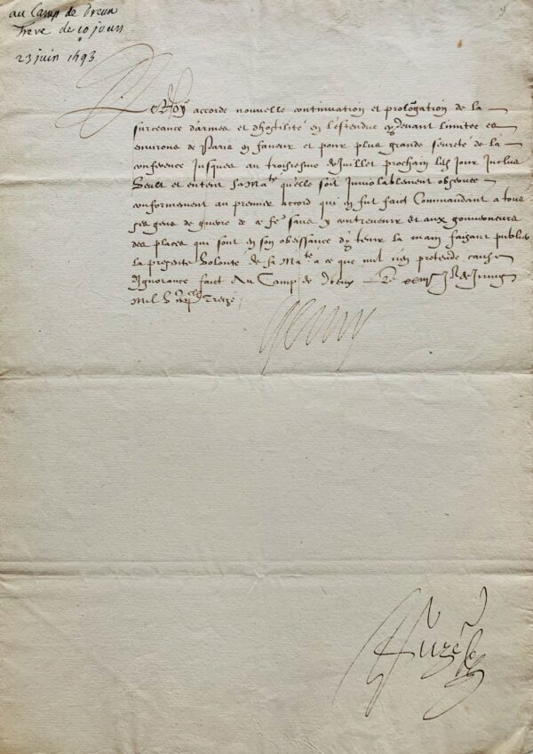 Depuis le camp de Dreux, Henri IV signe une trêve de dix jours