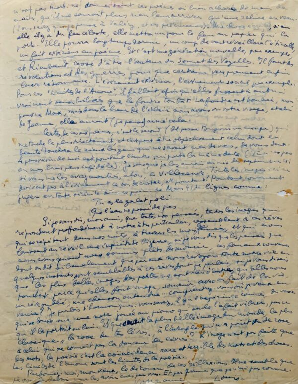 Magnifique lettre d'Aragon à Max-Pol Fouchet, véritable profession de foi du poète