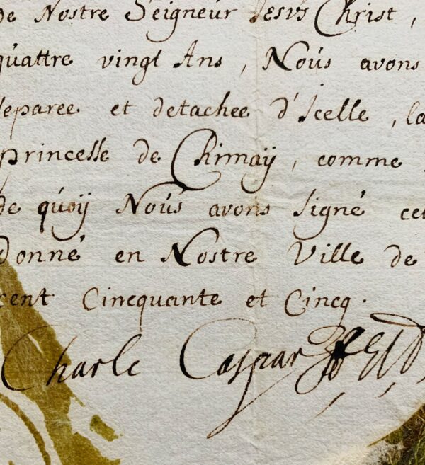 Le prince-électeur de Trèves, Charles-Gaspard, fait don d'une relique à la princesse de Chimay