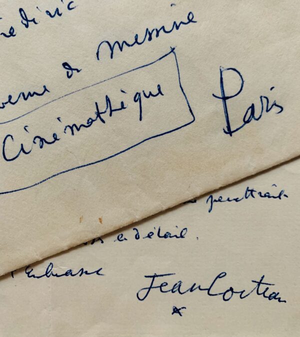 Lettre de Jean Cocteau à Frédéric Rossif au sujet du montage du film sur la Villa Santo-Sospir