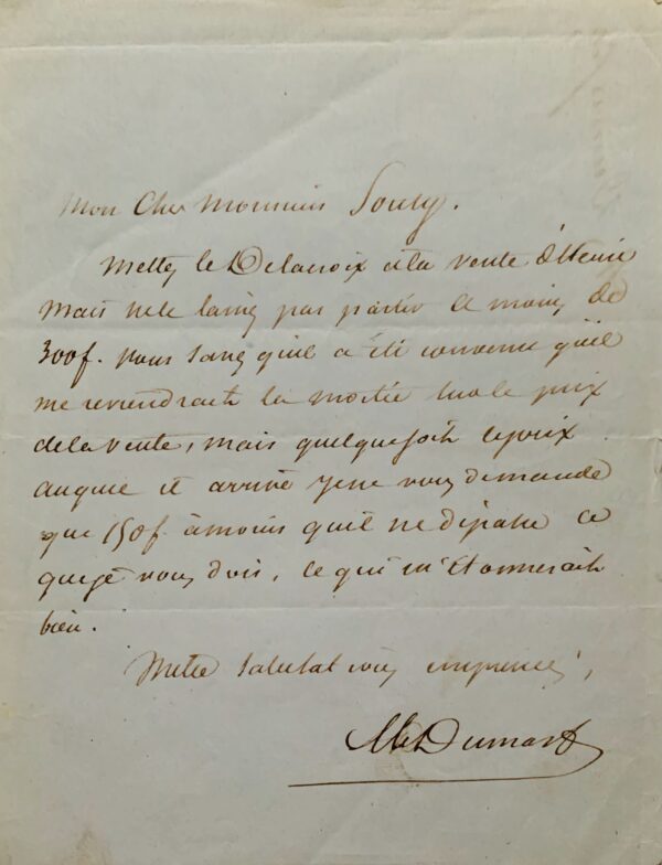 Alexandre Dumas se sépare d'une toile de Delacroix