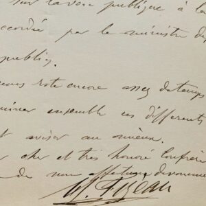 Belle lettre de l'astronome Hippolyte Fizeau sur l'inauguration de la statue de Le Verrier