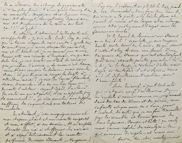 Longue et magnifique lettre argotique et scabreuse de Huysmans