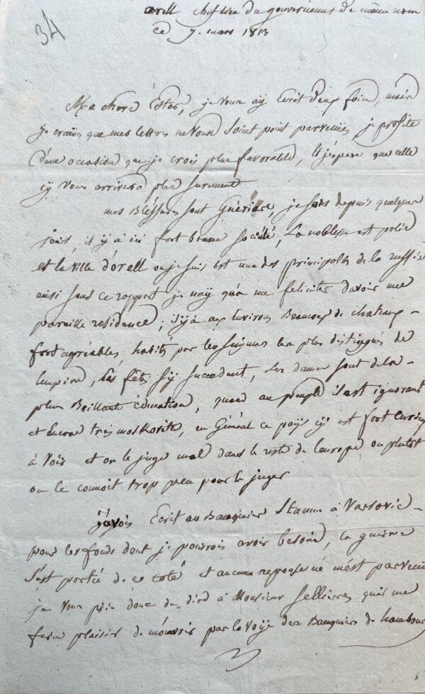 Lettre du général Mériage durant la Campagne de Russie