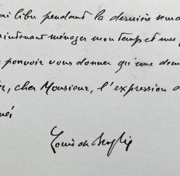 Louis de Broglie accepte de présider un colloque au Centre international de Synthèse