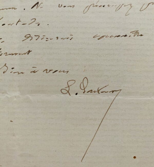 Lettre de Pasteur à son élève et collaborateur Ulysse Gayon