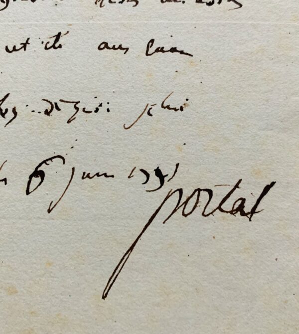 Certificat de maladie urinaire dressé par le baron Antoine Portal, pour le chevalier de Damas