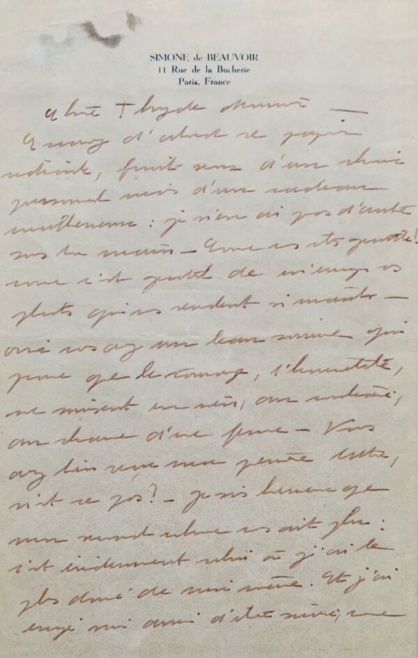 Magnifique lettre de Simone de Beauvoir sur ses convictions féministes