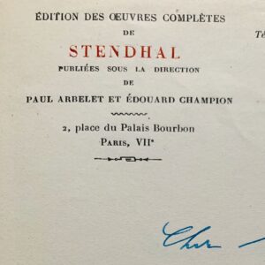 Important dossier sur Stendhal provenant des archives du stendhalien Charles Simon