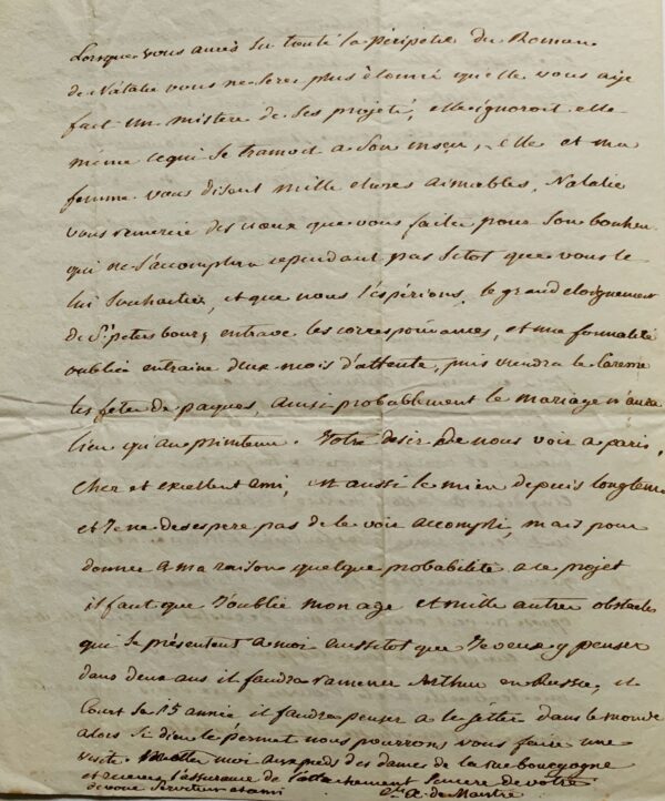 Longue et belle lettre de Xavier de Maistre lors de son exil en Italie