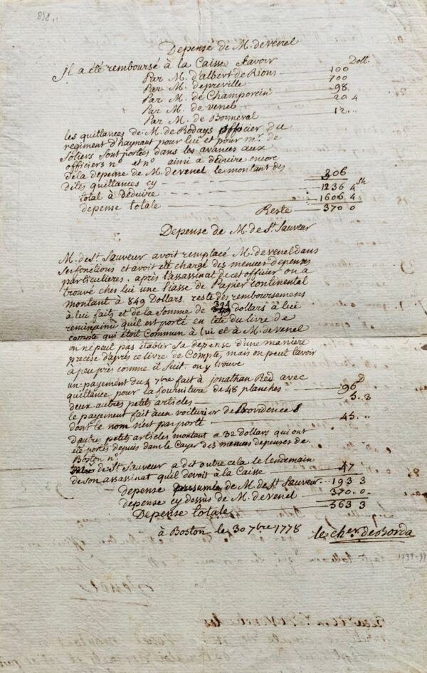 Guerre d'indépendance américaine : de Boston, en 1778, Borda fait les comptes