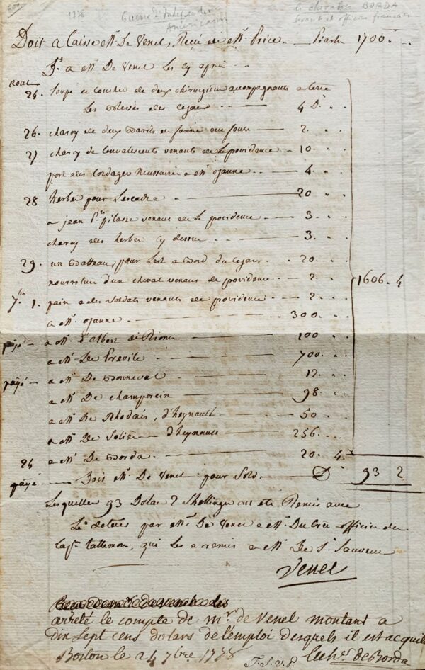 Guerre d'indépendance américaine : de Boston, en 1778, Borda fait les comptes