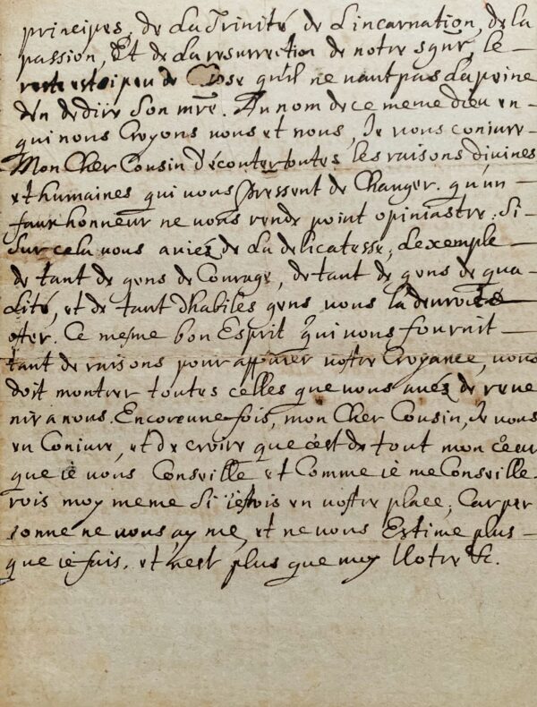 Rare lettre entièrement autographe de Roger de Bussy-Rabutin