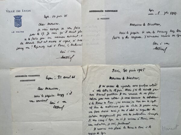 Long manuscrit d'Edouard Herriot sur Paul Reynaud : "La Politique et L'intelligence"