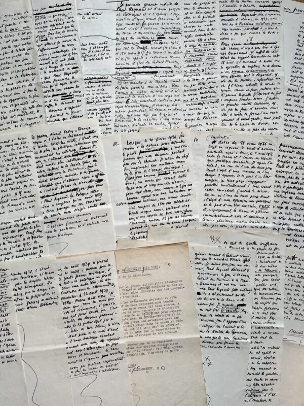 Long manuscrit d'Edouard Herriot sur Paul Reynaud : "La Politique et L'intelligence"