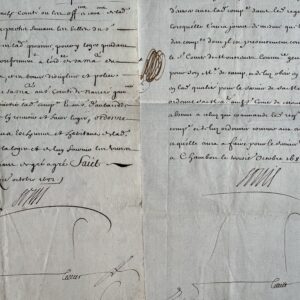 Deux lettres de Louis XIV (secrétaire) écrites du château de Chambord