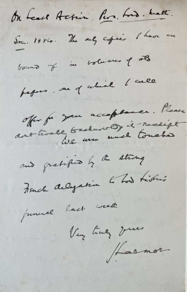 Lettre du mathématicien irlandais Joseph Larmor à Paul Appell
