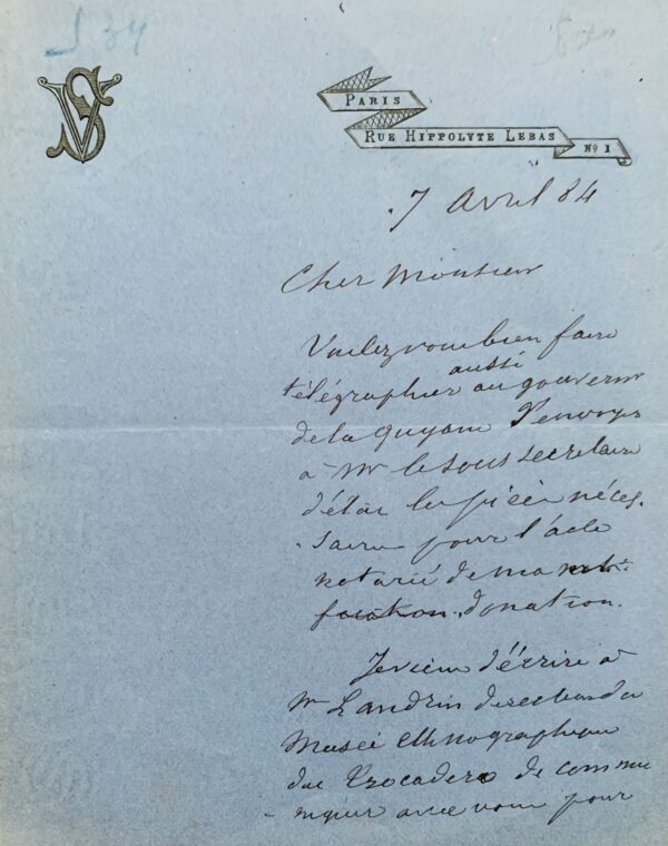 Victor Schoelcher fait don d'une collection de tableaux au musée de Cayenne