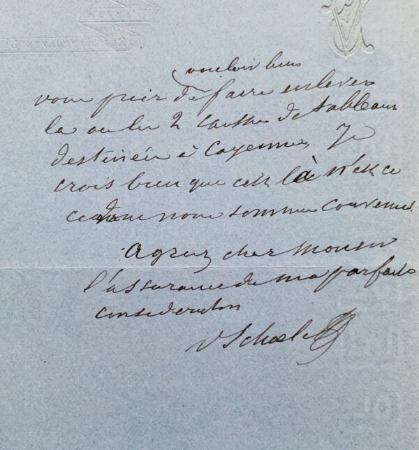 Victor Schoelcher fait don d'une collection de tableaux au musée de Cayenne